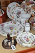 A GROUP OF ROYAL CROWN DERBY DINNER, TEA AND GIFT WARES, comprising a wooden stand holding six