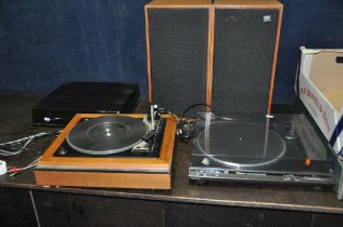 A TECHNICS SL-BD22 FG SERVO TURNTABLE (belt stretched) a Wharfedale Linton turntable (lid