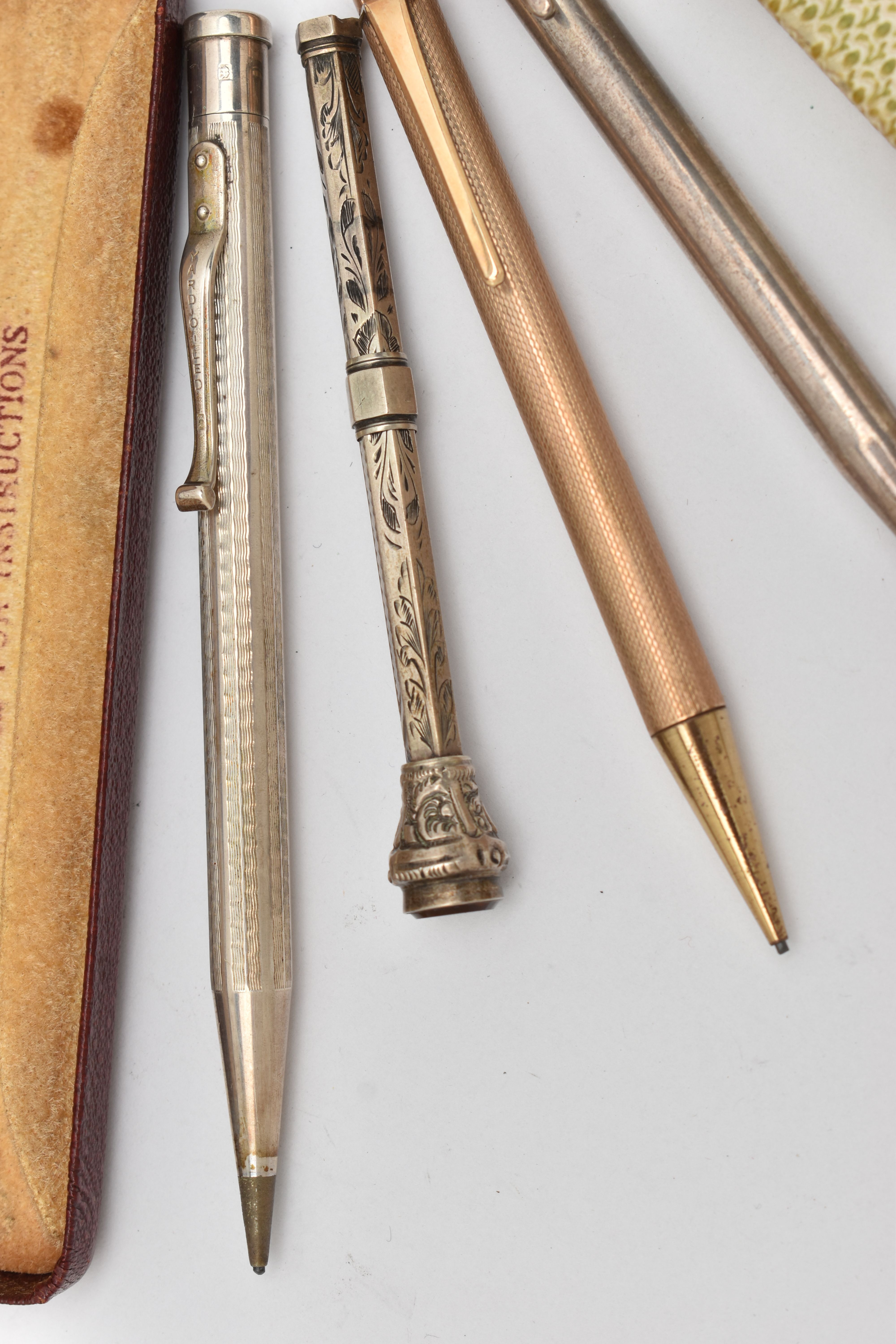 FOUR PENCILS, the first a rolled gold propelling pencil, a boxed 'Yard o' Led' silver pencil, - Image 2 of 3