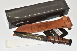 A BOXED KA-BAR US ARMY STYLE KNIFE, etched 'Operation Iraqi Freedom' blade 7'' / 18cm blade,
