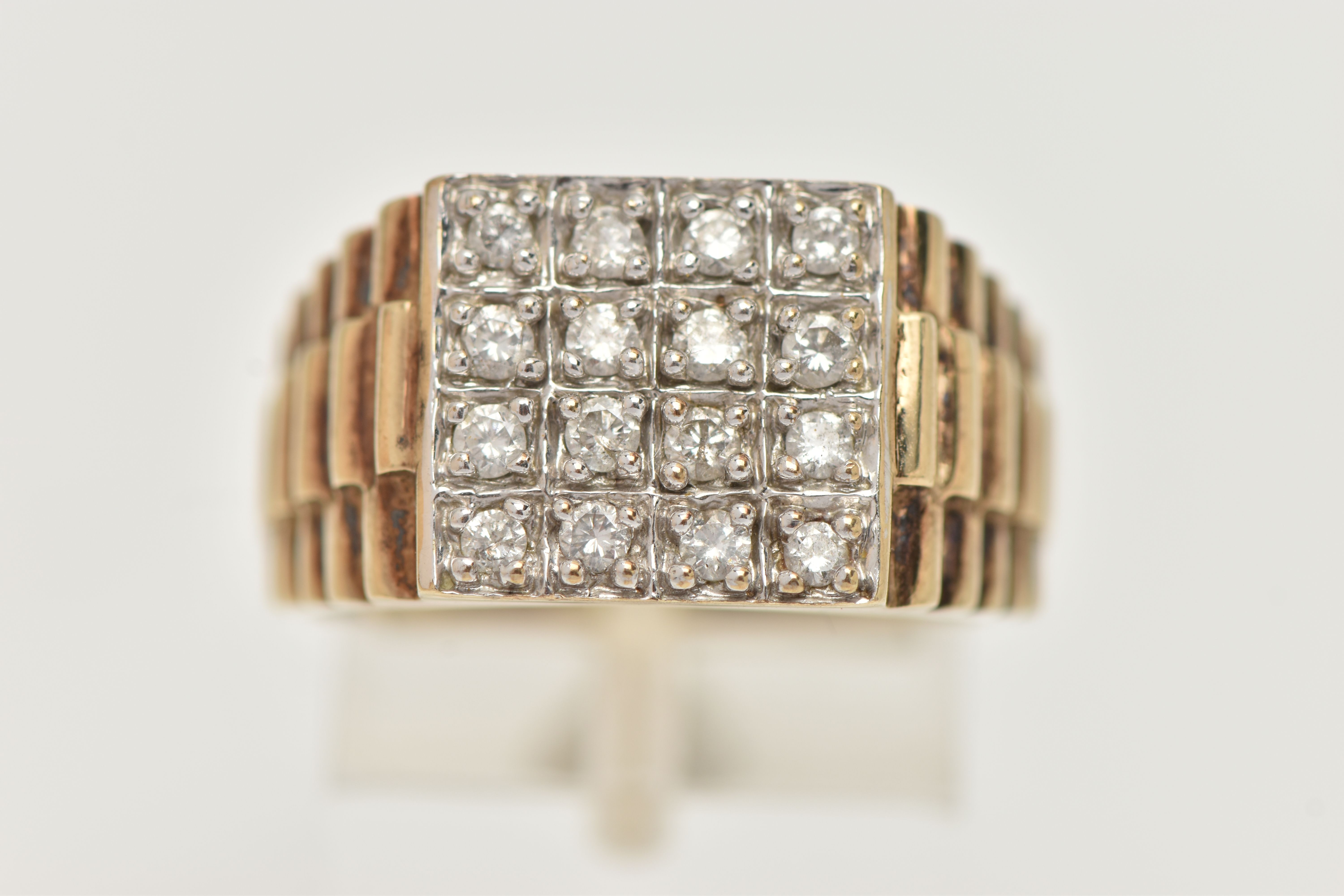 A GENTS DIAMOND ROLEX STYLE SIGNET RING, twenty four round brilliant cut diamonds, pave set in white - Image 5 of 5