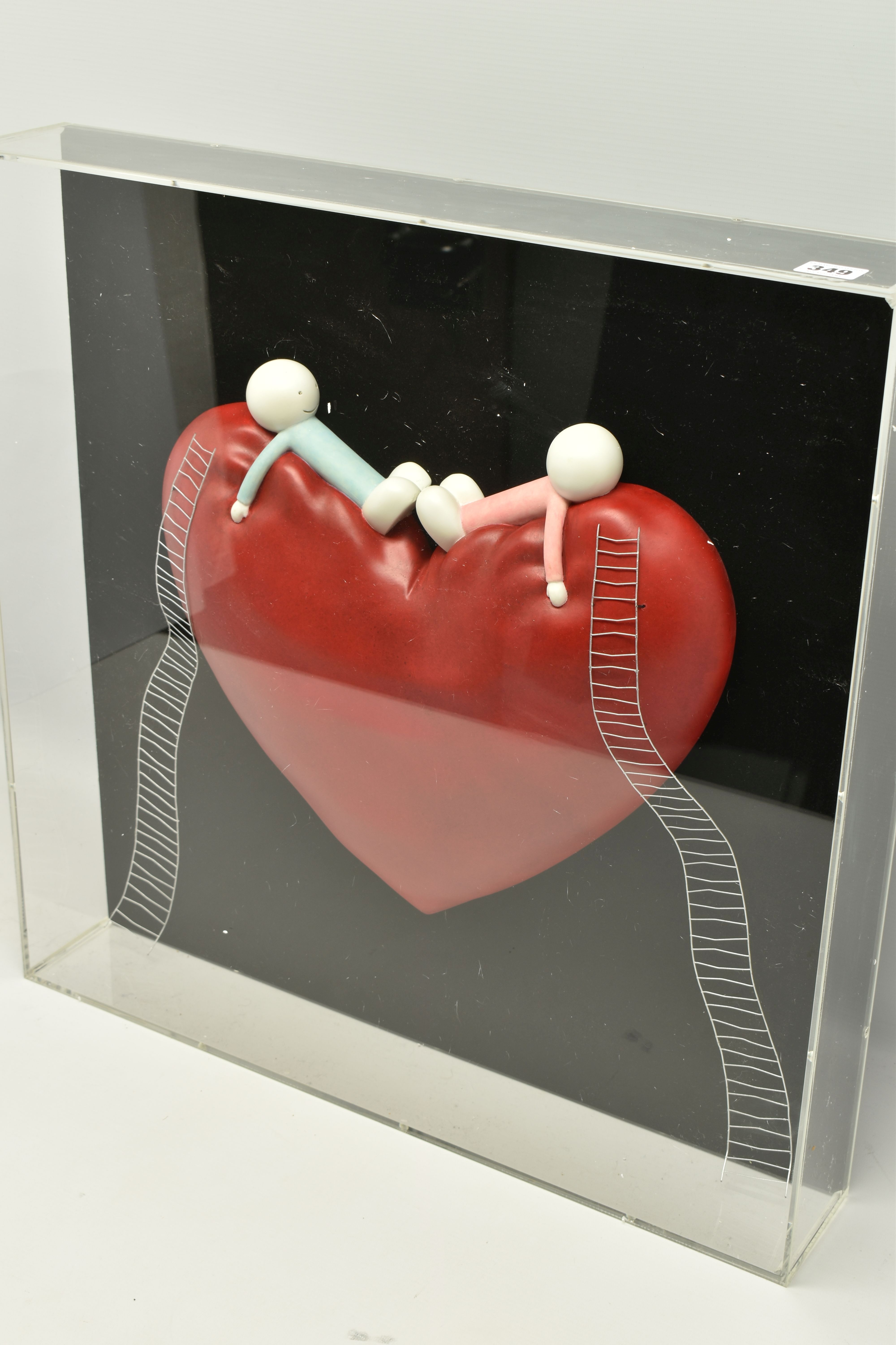 DOUG HYDE (BRITISH 1972) 'HIGH ON LOVE' a sculpture of figures on a love heart, no certificate or - Image 4 of 6