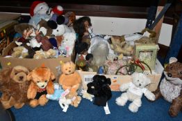 A COLLECTION OF ASSORTED MODERN SOFT TOYS, with a small quantity of Rosebud and other plastic/