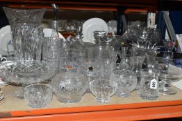 A QUANTITY OF CUT AND PRESSED GLASS WARES ETC, to include a Web Corbett rose bowl and boxed fruit