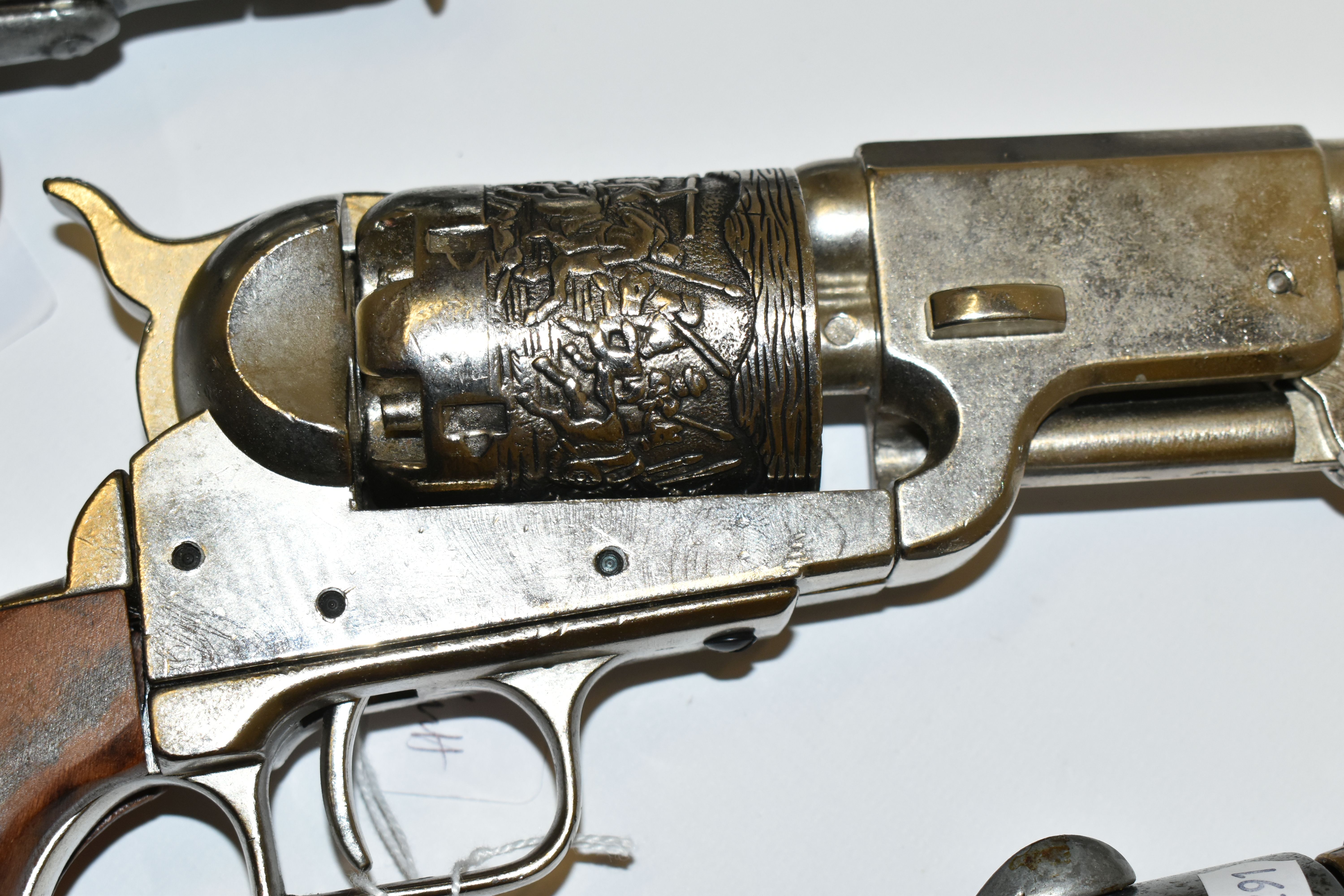THREE WHITE METAL REPLICA REVOLVERS, designed so they are incapable of conversion to fire live - Image 6 of 11