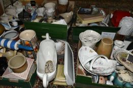 SIX BOXES AND LOOSE ASSORTED CERAMICS ETC, to include a T.G Green rolling pin, Royal Winton desert