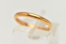 A POLISHED 22CT GOLD BAND RING, hallmarked 22ct Birmingham, ring size M, approximate gross weight