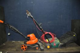A B&Q LAWN RAKER with collection bag and an unbranded garden vac (both PAT pass and working) (2)