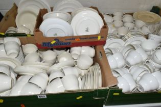 FIVE BOXES OF TEA WARE, to include a large quantity of white Sydney- British Anchor tea cups,