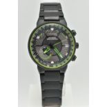 A GENTS 'CITIZEN ECO-DRIVE' WRISTWATCH, round black textured dial signed 'Citizen Eco-Drive