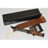 A BOXED KA-BAR US ARMY STYLE KNIFE, etched 'Operation Iraqi Freedom' blade 7'' / 18cm blade,