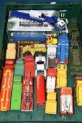 A QUANTITY OF UNBOXED AND ASSORTED PLAYWORN DIECAST VEHICLES, to include Dinky Supertoys Thornycroft