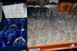 A SELECTION OF CUT GLASS WARES ETC, to include boxed drinking glasses by Royal Doulton / Webb
