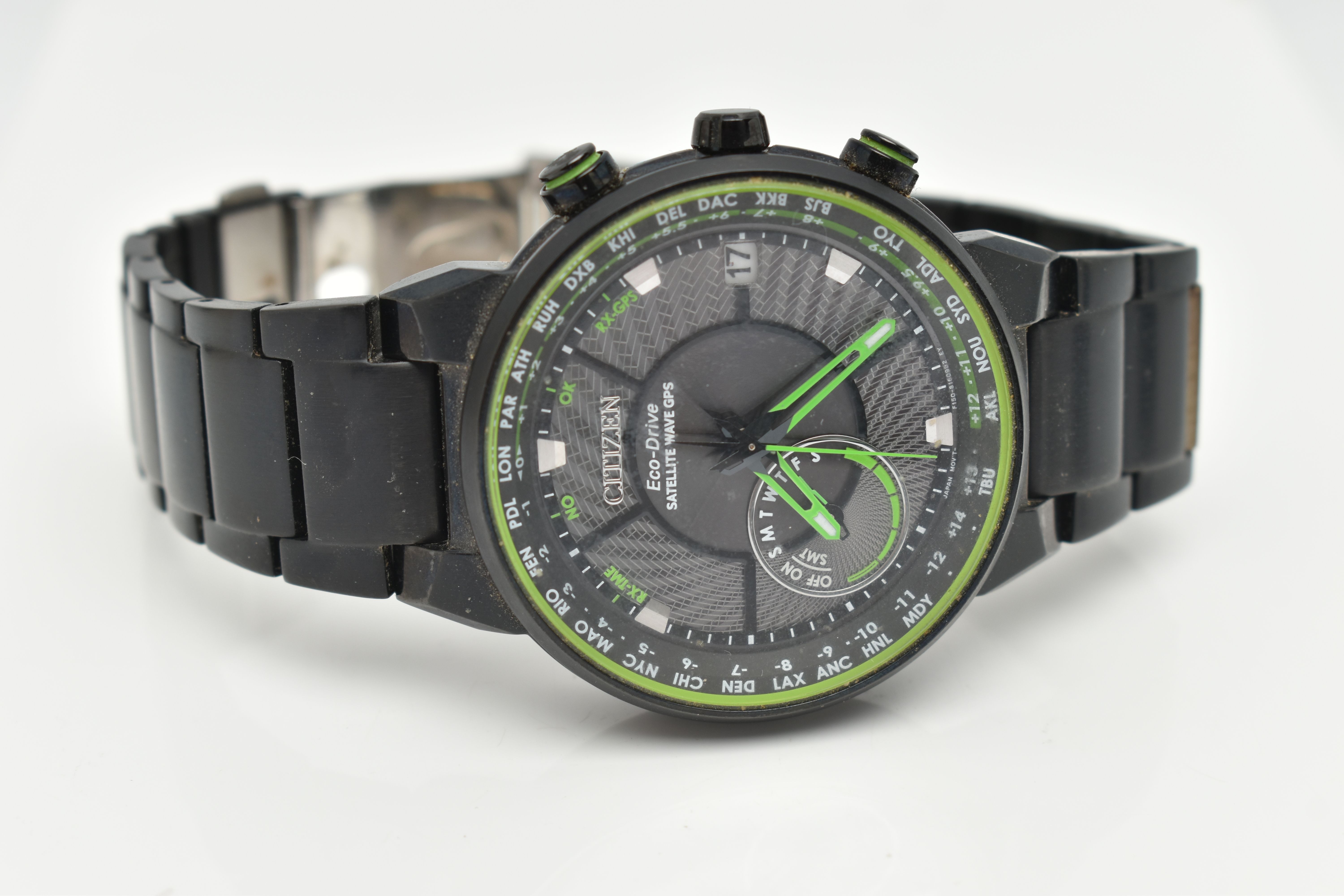 A GENTS 'CITIZEN ECO-DRIVE' WRISTWATCH, round black textured dial signed 'Citizen Eco-Drive - Image 4 of 6