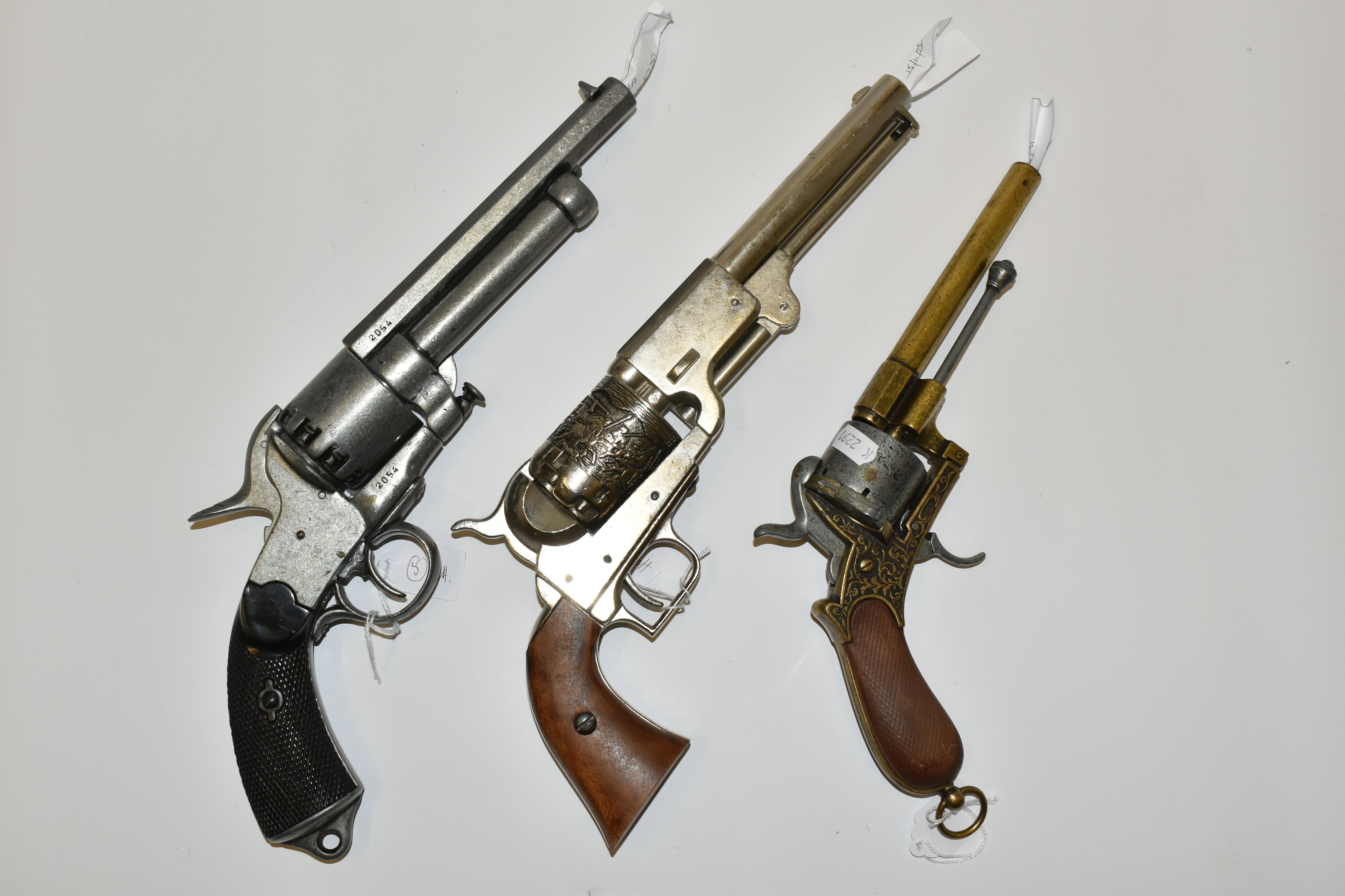 THREE WHITE METAL REPLICA REVOLVERS, designed so they are incapable of conversion to fire live - Image 4 of 11