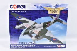 A BOXED LIMITED EDITION CORGI AVIATION ARCHIVE DEHAVILLAND MOSQUITO FBVI 1:32 SCALE DIECAST MODEL