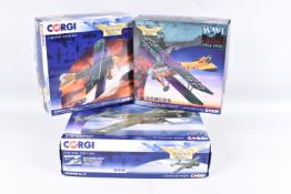 THREE BOXED LIMITED EDITION CORGI AVIATION ARCHIVE MODEL MILITARY AIRCRAFTS, the first a 1:48