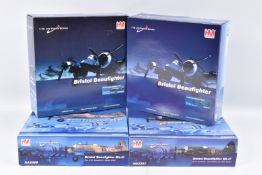 FOUR BOXED HM HOBBYMASTER AIR POWER SERIES 1:72 SCALE MODEL AIRCRAFTS, the first a Bristol
