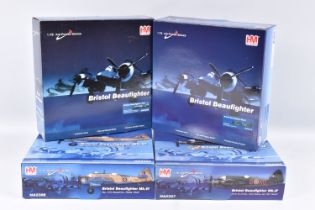 FOUR BOXED HM HOBBYMASTER AIR POWER SERIES 1:72 SCALE MODEL AIRCRAFTS, the first a Bristol