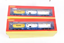 SIX BOXED OO GAUGE ROLLING STOCK CONTAINER WAGON MODELS, to include a Touax KFA Container Wagon with