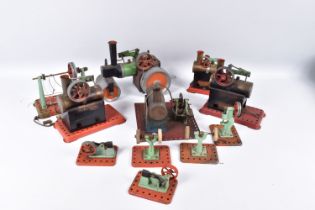 AN COLLECTION OF UNBOXED MAMOD LIVE STEAM ENGINES AND WORKSHOP EQUIPMENT, not tested, engines