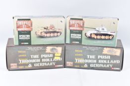 FOUR BOXED CORGI WORLD WAR II 1:50 SCALE DIE-CAST MILITARY VEHICLES, to include two Operation