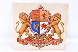 A PULLMAN RAILWAY COMPANY COAT OF ARMS TRANSFER, varnished and mounted on a plastic panel, very