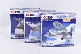 THREE BOXED LIMITED EDITION CORGI AVIATION ARCHIVE 1:72 SCALE MODEL MILITARY AIRCRAFTS, the first