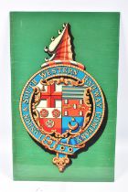 A LONDON & SOUTH WESTERN RAILWAY COMPANY COAT OF ARMS TRANSFER, varnished and mounted on a plastic