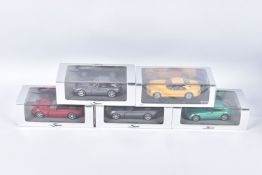 FIVE BOXED SPARK MODEL MINIMAX VEHICLES, the first is a TVR Sagaris 2005, numbered S0218, in Dark