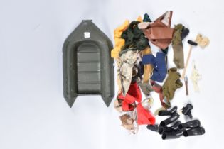 A QUANTITY OF UNBOXED ACTION MAN CLOTHING AND ACCESSORIES, to include yellow pilot suit and pilot