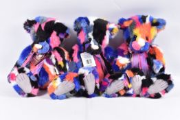 THREE UNBOXED CHARLIE BEARS KALEIDOSCOPE PLUSH BEARS, No.CB217020O, all appear complete and in