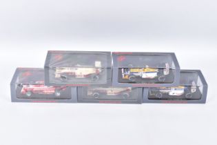FIVE BOXED SPARK MODEL MINIMAX VEHICLES, the first is a Arrows A10B3rd Italian GP 1988, Eddie