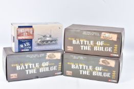 FOUR BOXED CORGI WORLD WAR II 1:50 SCALE DIE-CAST MILITARY VEHICLES, the first a War Across the