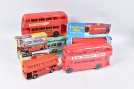 A QUANTITY OF BOXED AND UNBOXED PLASTIC BUS AND COACH MODELS, to include boxed Tri-ang Pedigree Push
