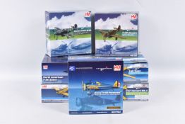SEVEN BOXED HOBBY MASTER AIR POWER SERIES DIECAST MODEL AIRCRAFTS, to include a 1:72 scale
