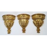 A collection of twenty modern gilt painted demi lune wall brackets, with carved acanthus decoration,