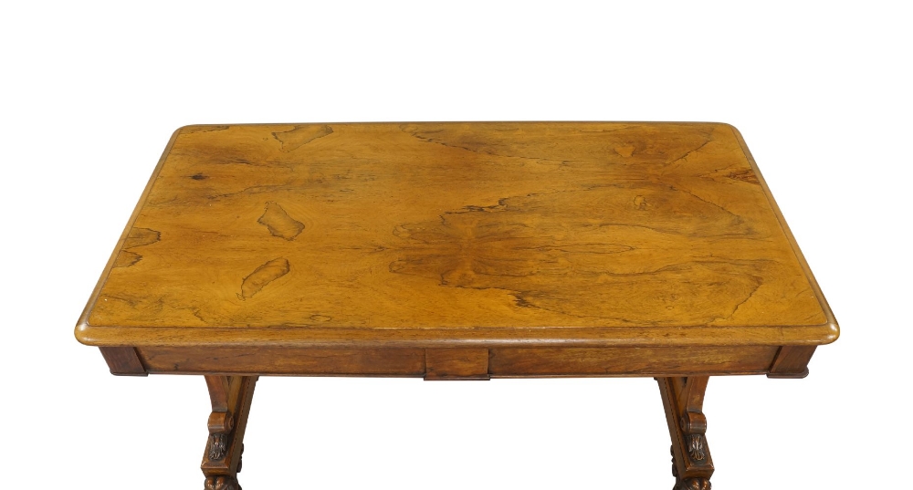 A William IV rosewood library table, the rectangular top above two frieze drawers and two dummy - Image 2 of 3