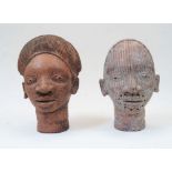 Two Ife terracotta busts, Nigeria, 20th century, comprising: a man with lined scarification to face,