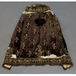 A velvet and gilt metal thread embroidered Torah cover, Turkey, 18th century, 33cm. longPlease refer