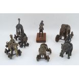A collection of six brass toys, Kerala, India, late 19th-early 20th century, comprising four with