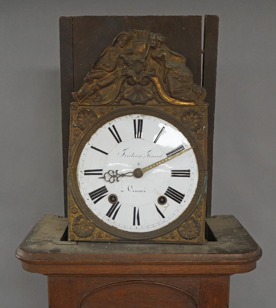 A French Comtoise clock, 19th century, the dial with Roman numerals, signed Frederic Ferard, a - Image 2 of 3