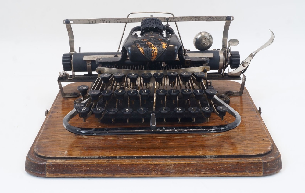 A Blickensderfer no. 7 typewriter, early 20th century, with plaque stating BLICKENSDERFER -