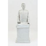 Russian Interest: A bisque ceramic sculpture of Stalin standing at a podium, 20th century, 43cm