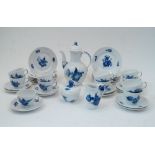 A Royal Copenhagen blue and white coffee service, second quarter 20th century, blue wave