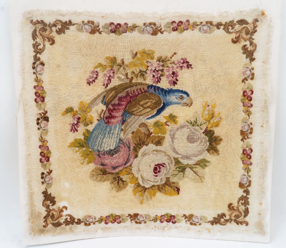 A collection of needlework panels, to include: an oval needlework panel depicting blossoming - Image 2 of 6