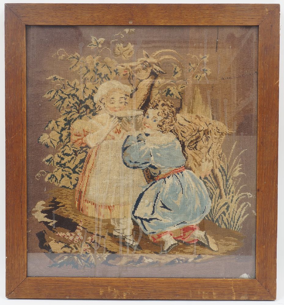 A collection of needlework panels, to include: an oval needlework panel depicting blossoming - Image 4 of 6