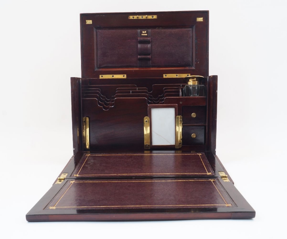 An Edwardian inlaid mahogany stationary box, early 20th century, the hinged lid enclosing letter - Image 2 of 3