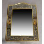 A modern gilt mirror verre eglomise mirror, the rectangular mirror plate within eglomise border,