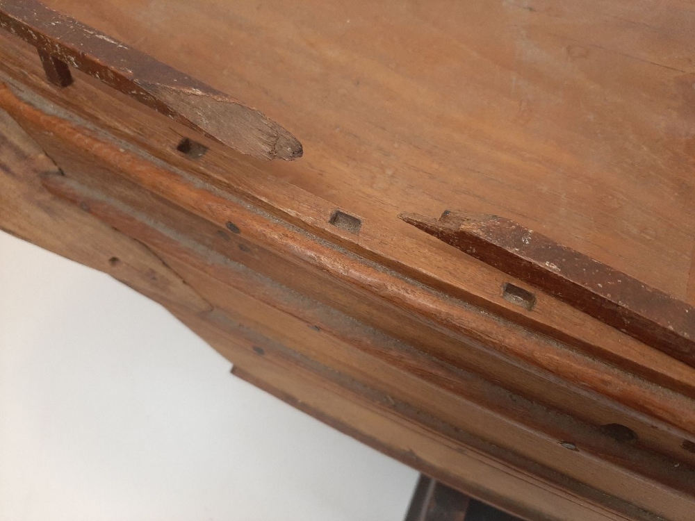 A large carved wood model of a Chinese Dhow, 20th century, having twin masts, at fault and missing - Image 5 of 10